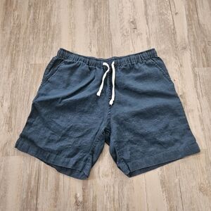 Alex Crane Men's 100% Linen Navy Blue Performance Drawstring Shorts Medium